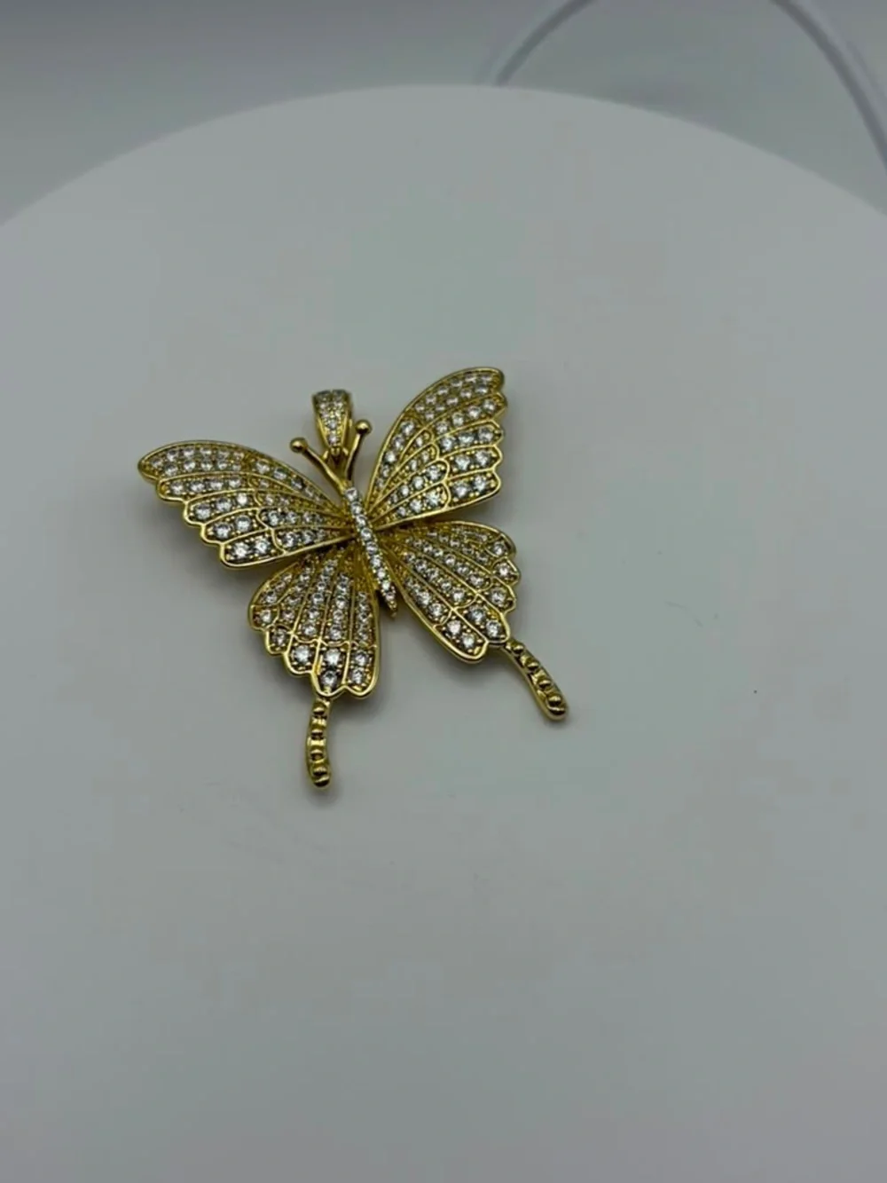 Gold color Butterfly Pendant Necklace Pendant with Clear Crystals